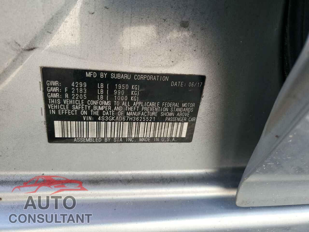SUBARU IMPREZA 2017 - 4S3GKAD67H3625521