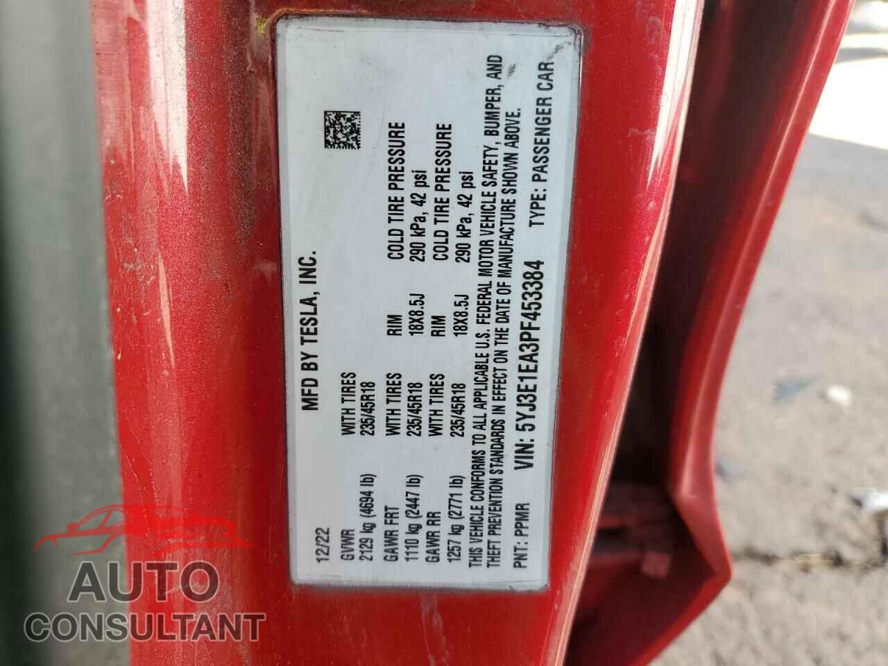 TESLA MODEL 3 2023 - 5YJ3E1EA3PF453384