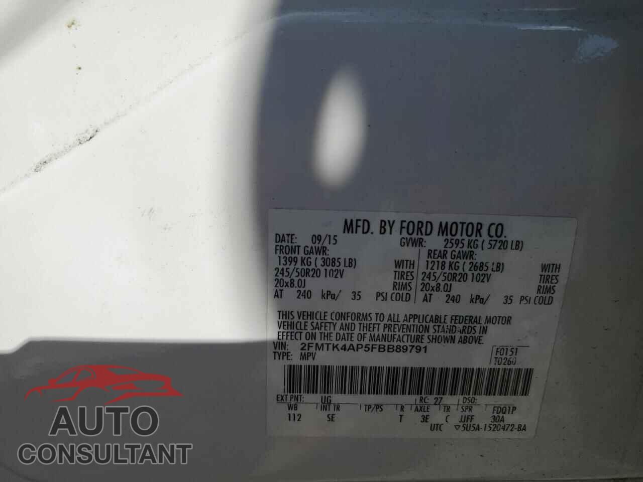 FORD EDGE 2015 - 2FMTK4AP5FBB89791