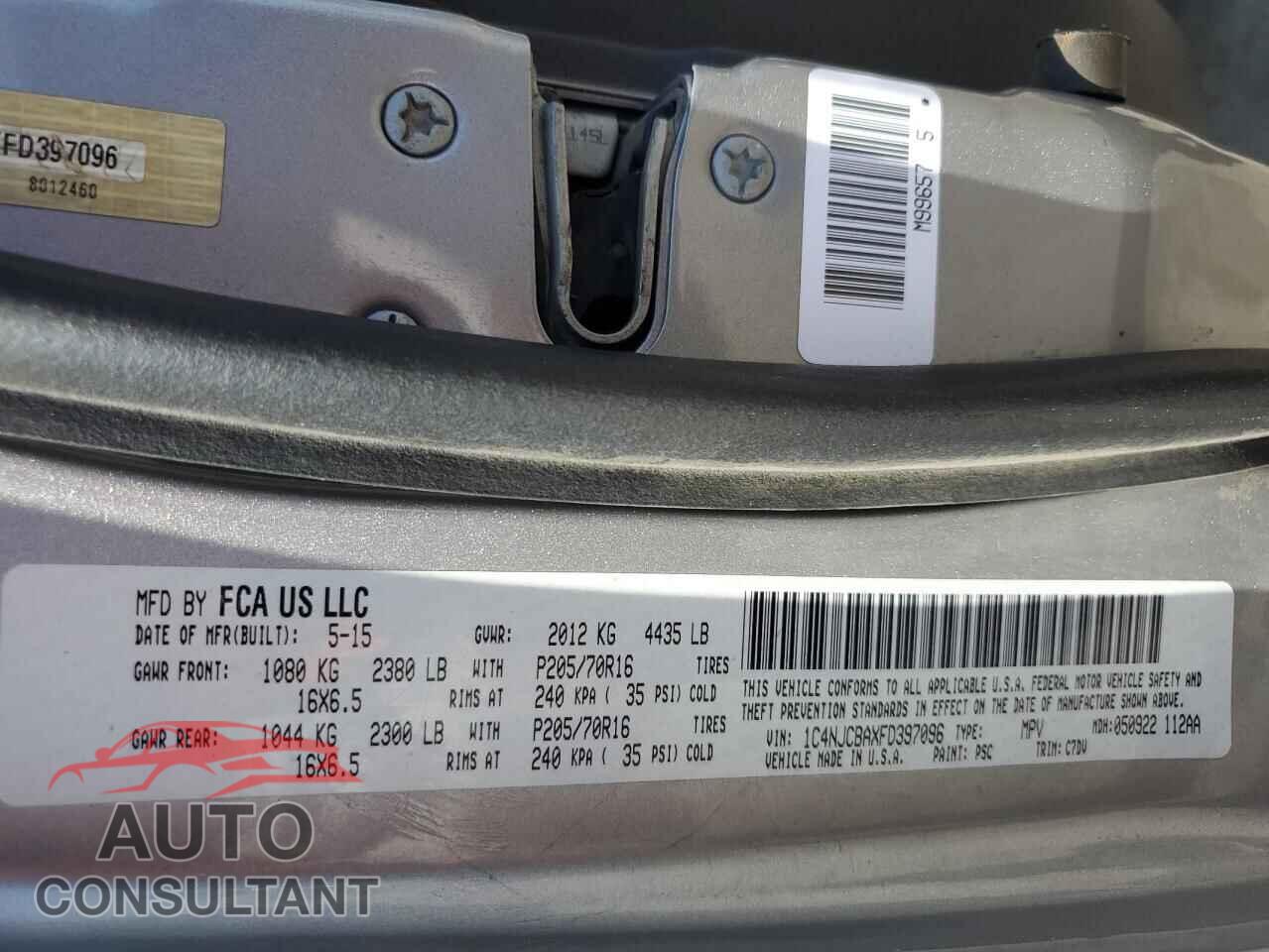 JEEP COMPASS 2015 - 1C4NJCBAXFD397096