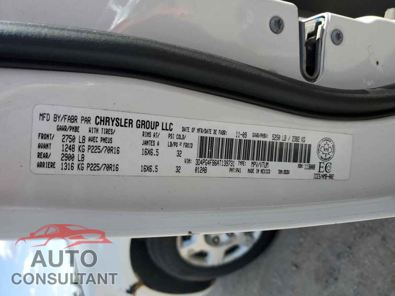 DODGE JOURNEY 2010 - 3D4PG4FB6AT139731