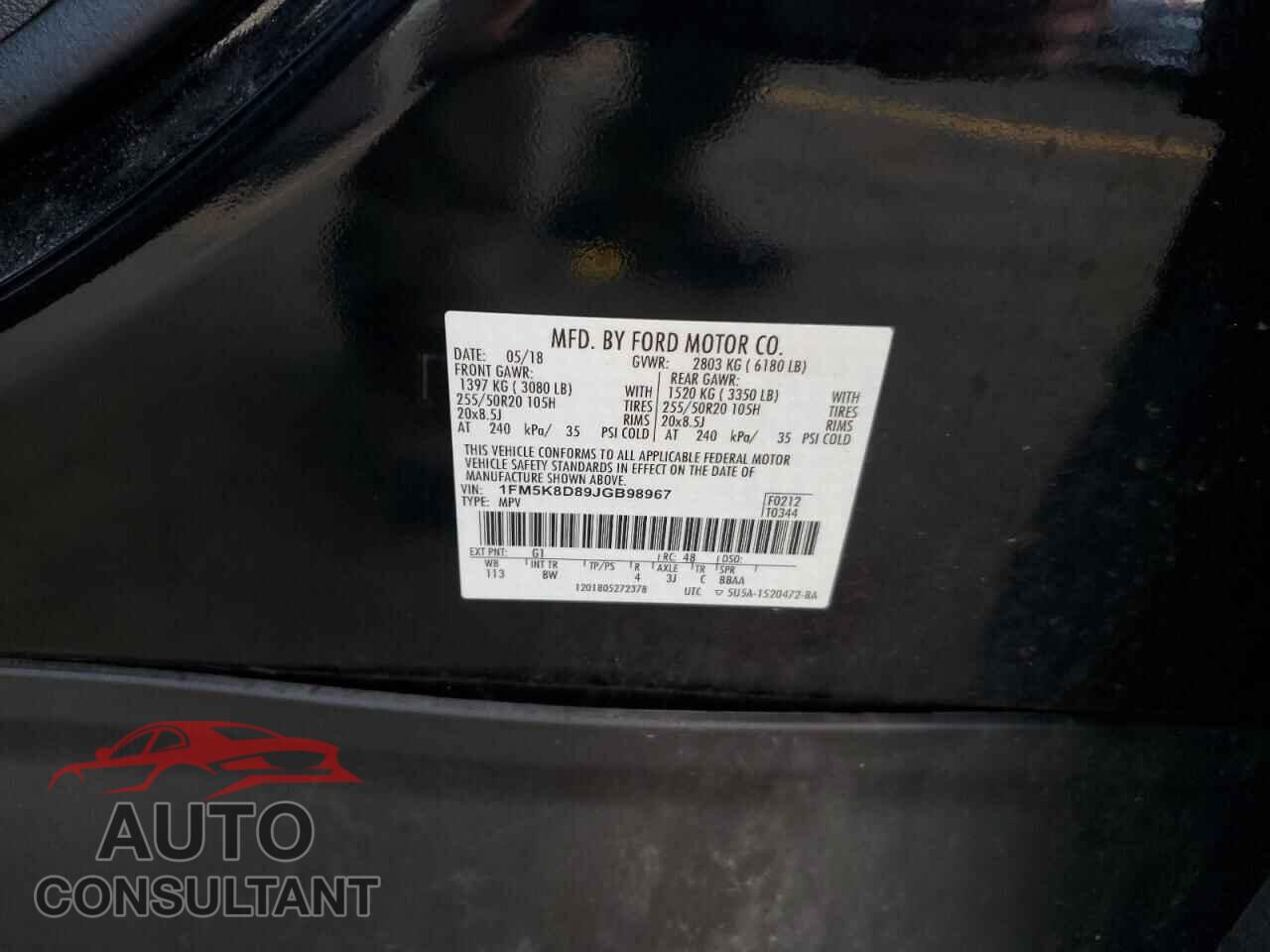 FORD EXPLORER 2018 - 1FM5K8D89JGB98967