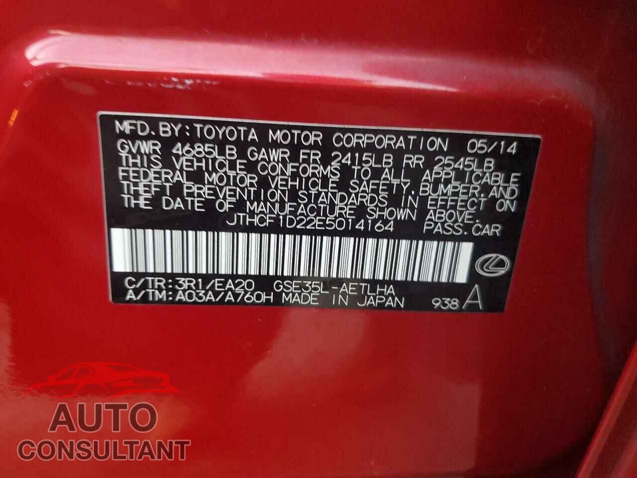 LEXUS IS 2014 - JTHCF1D22E5014164