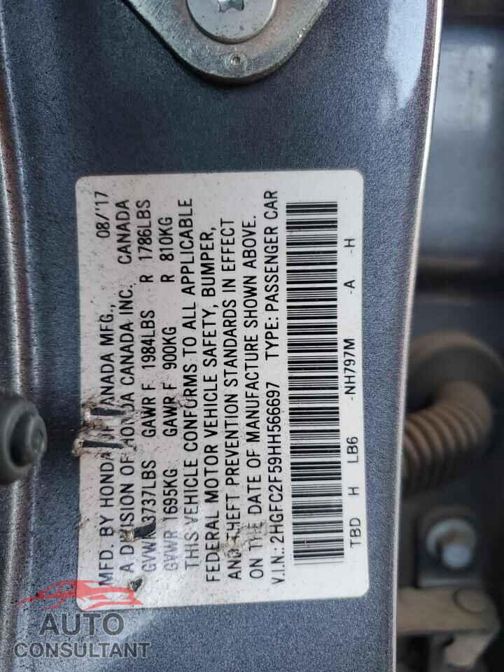 HONDA CIVIC 2017 - 2HGFC2F59HH566697
