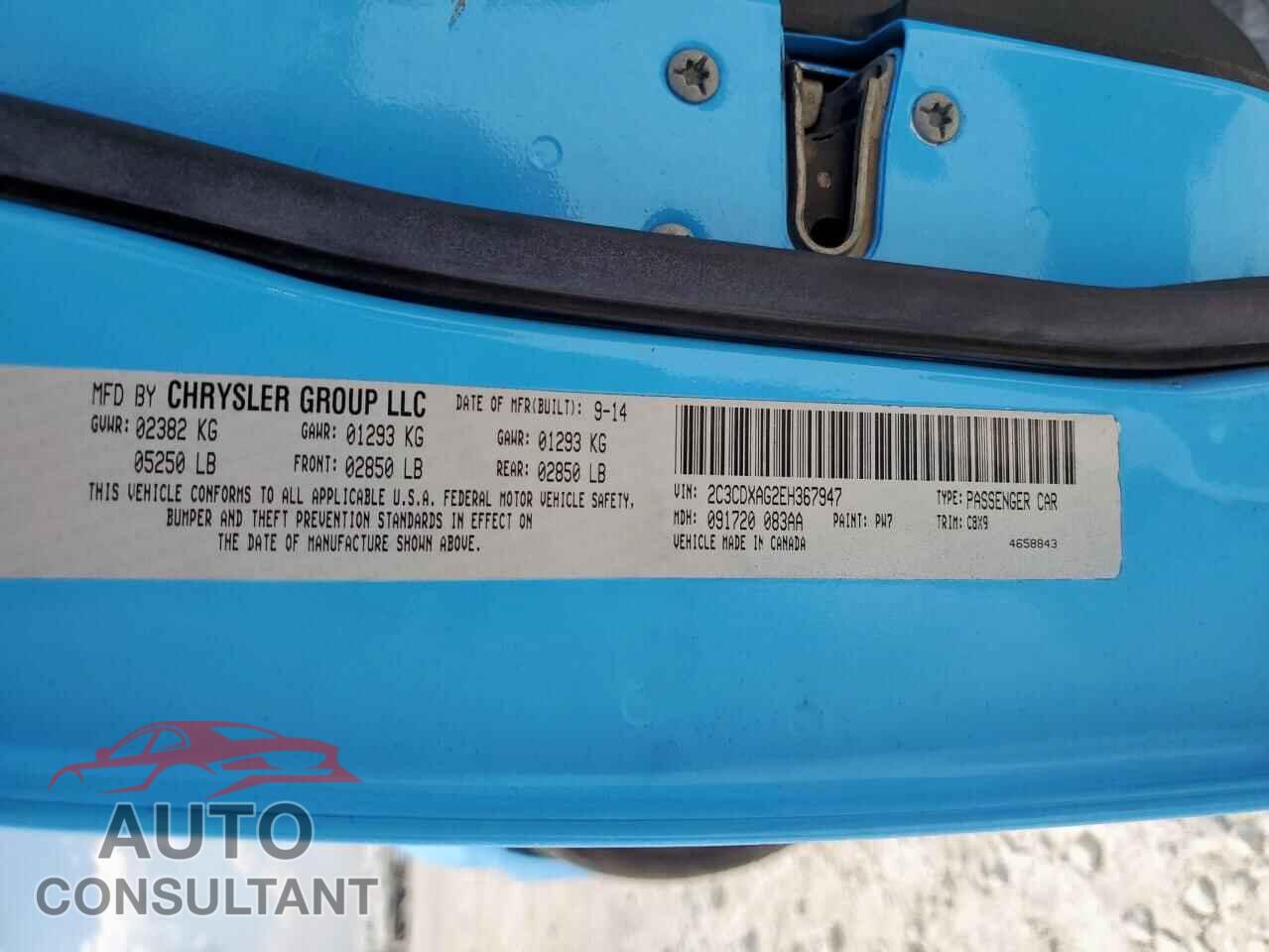 DODGE CHARGER 2014 - 2C3CDXAG2EH367947