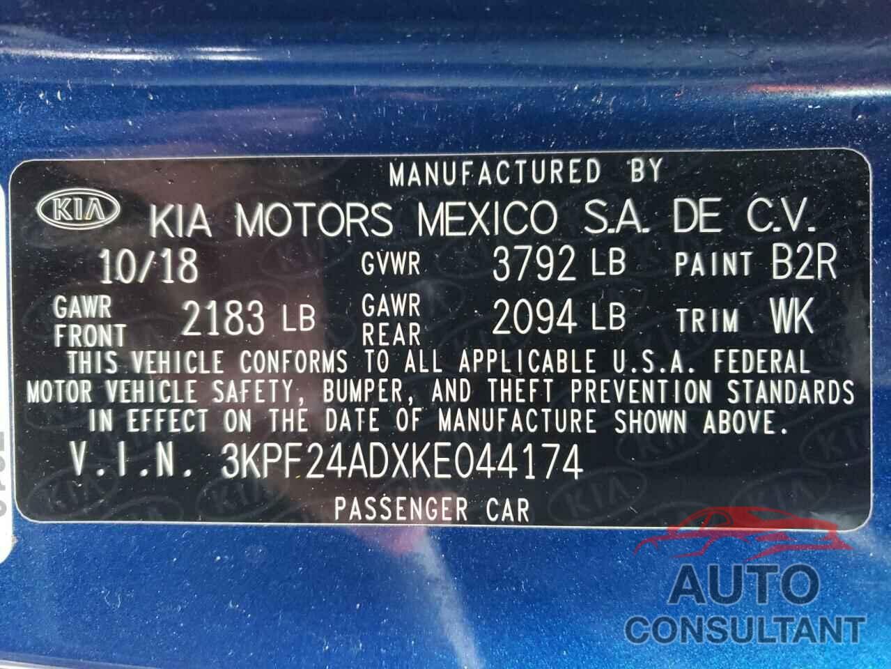 KIA FORTE 2019 - 3KPF24ADXKE044174