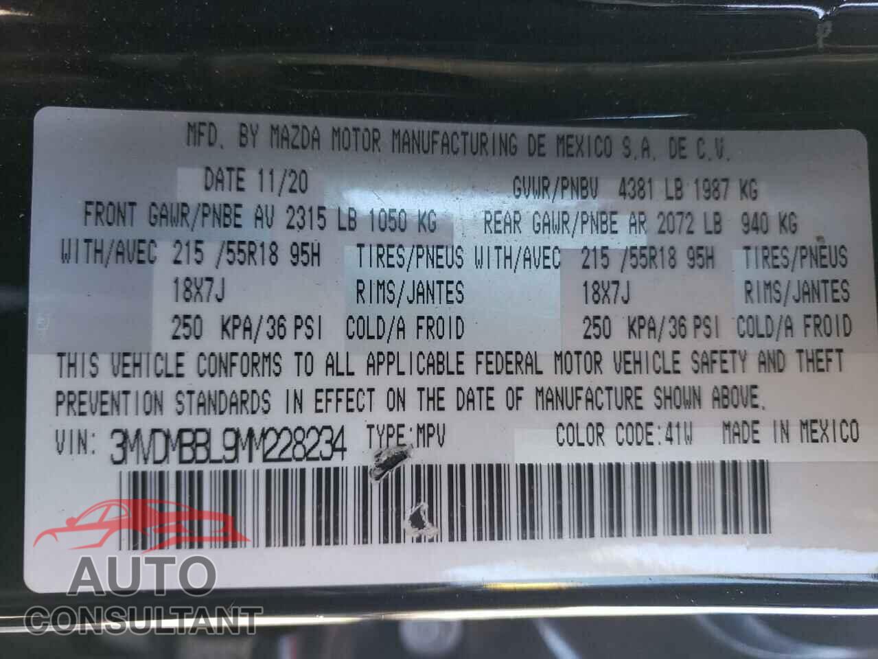 MAZDA CX30 2021 - 3MVDMBBL9MM228234