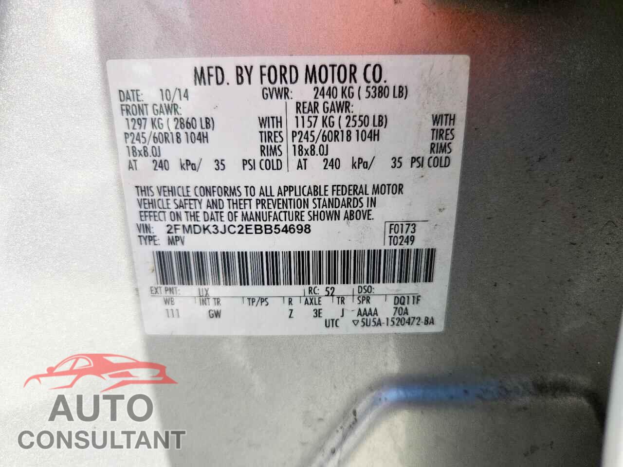 FORD EDGE 2014 - 2FMDK3JC2EBB54698