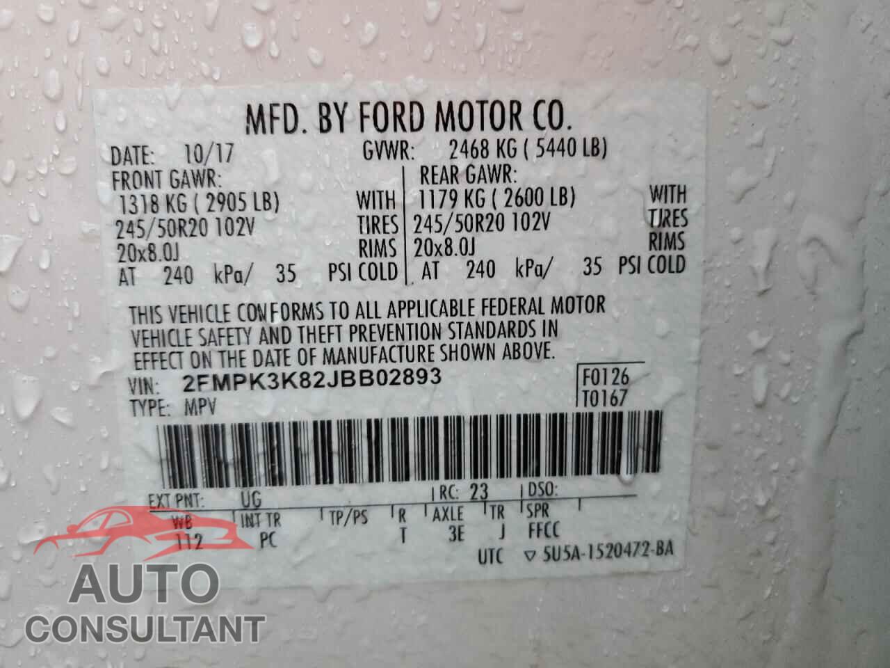 FORD EDGE 2018 - 2FMPK3K82JBB02893