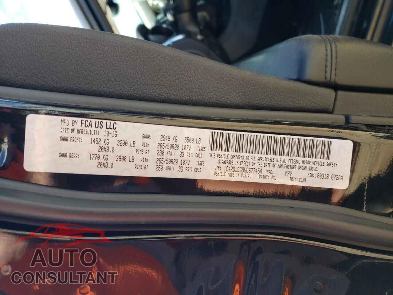 DODGE DURANGO 2017 - 1C4RDJDG9HC677454