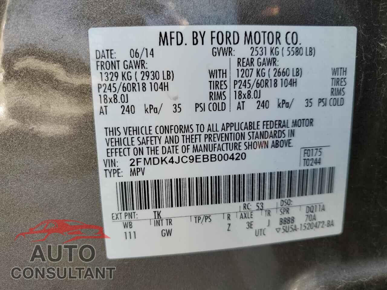 FORD EDGE 2014 - 2FMDK4JC9EBB00420