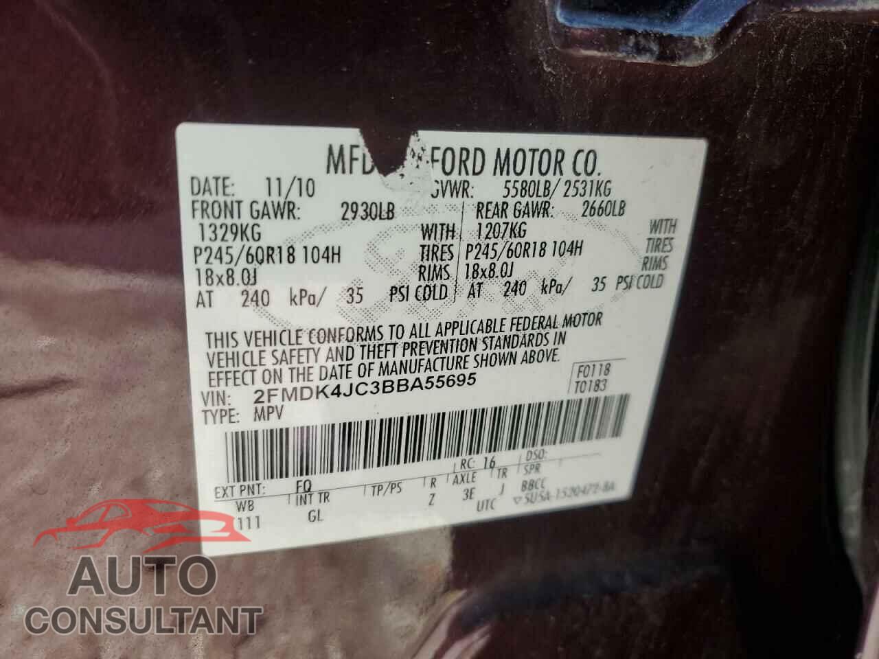 FORD EDGE 2011 - 2FMDK4JC3BBA55695