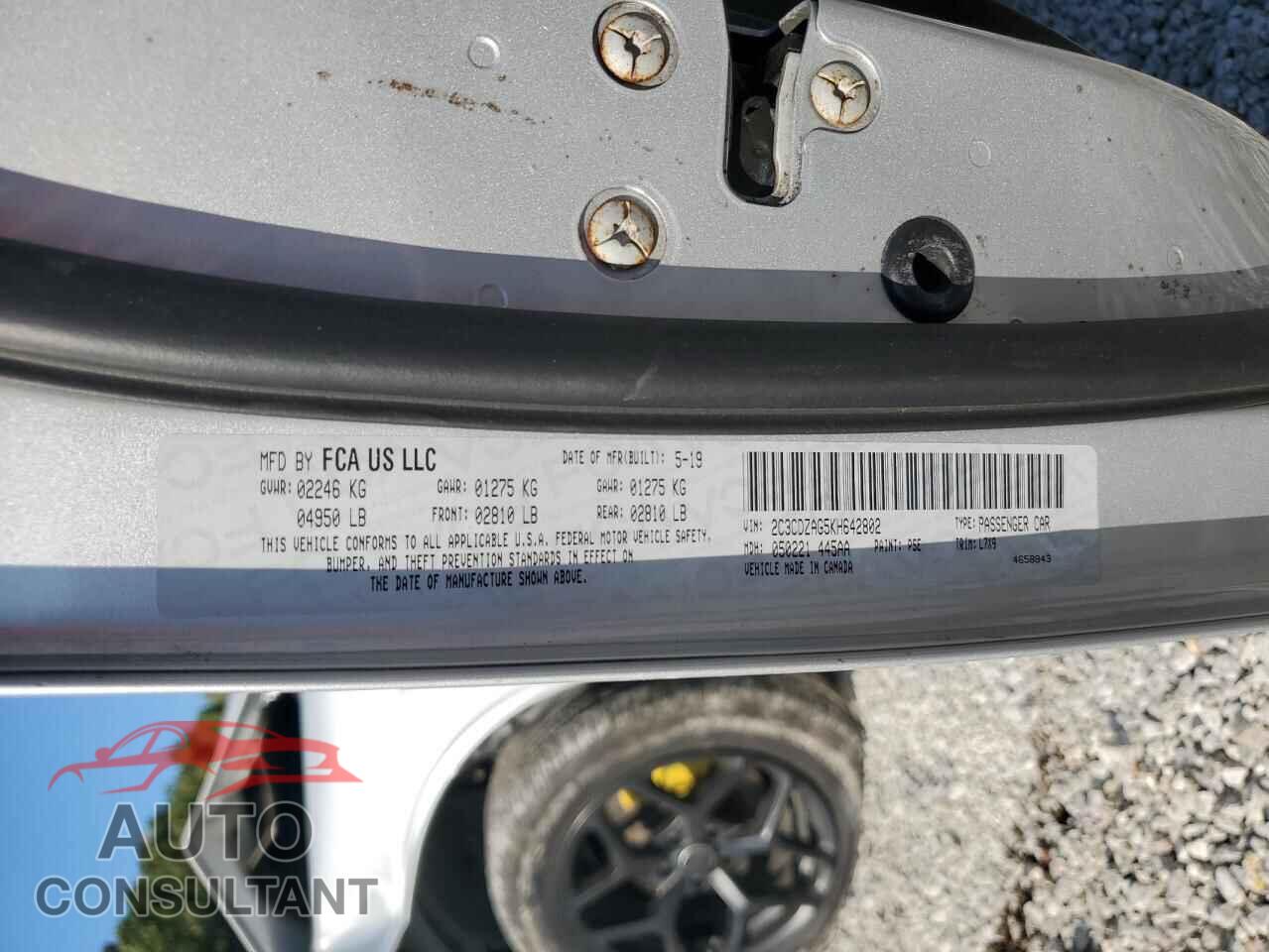 DODGE CHALLENGER 2019 - 2C3CDZAG5KH642802