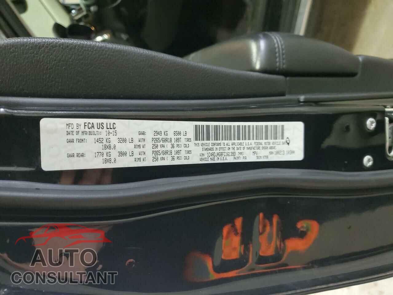 DODGE DURANGO 2015 - 1C4RDJAG8FC161393
