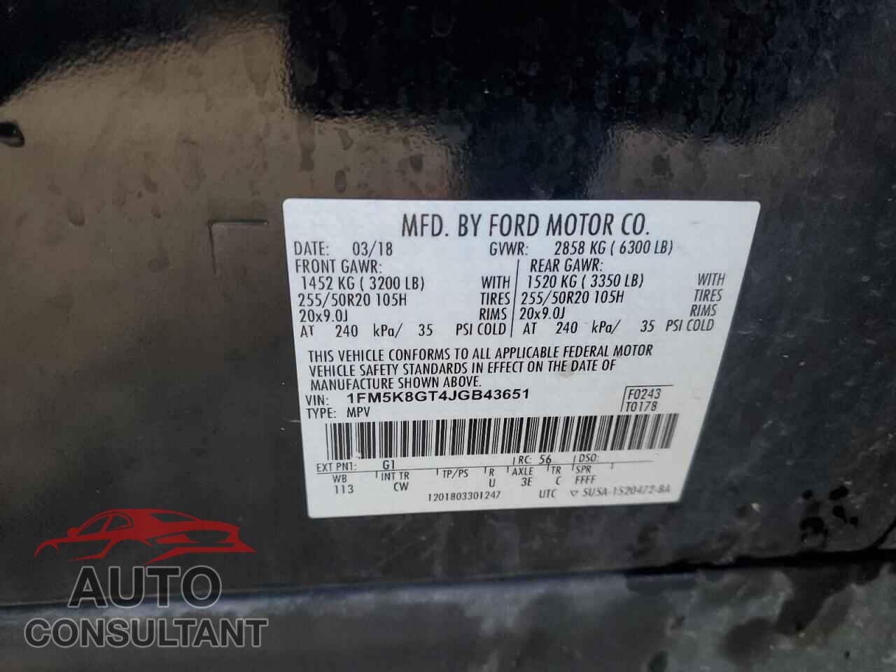 FORD EXPLORER 2018 - 1FM5K8GT4JGB43651