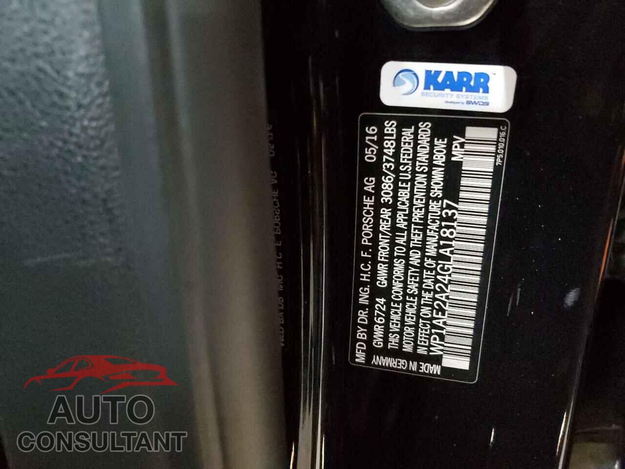 PORSCHE CAYENNE 2016 - WP1AE2A24GLA18137