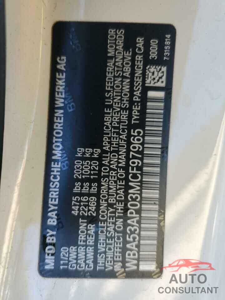 BMW 4 SERIES 2021 - WBA53AP03MCF97965