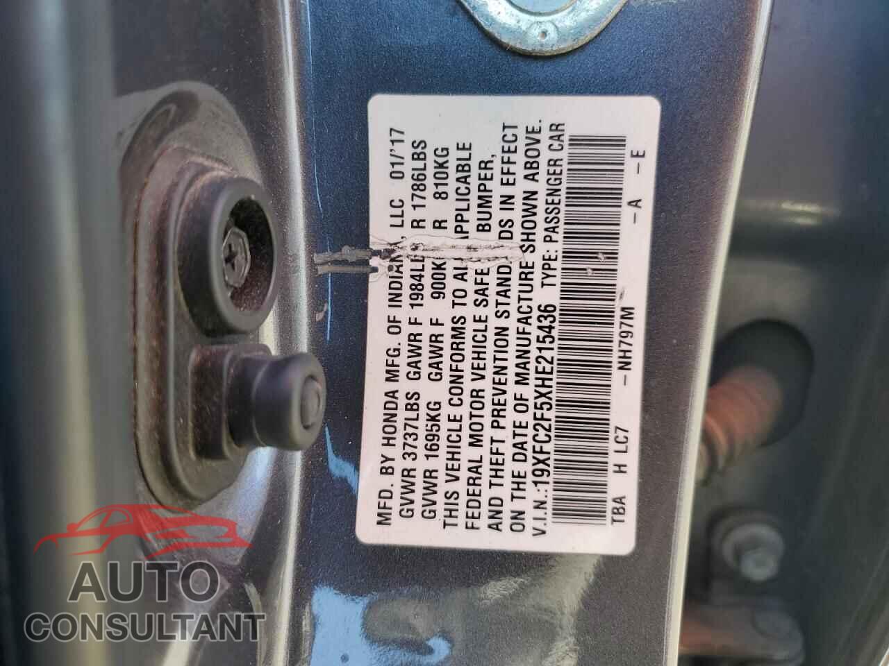 HONDA CIVIC 2017 - 19XFC2F5XHE215436