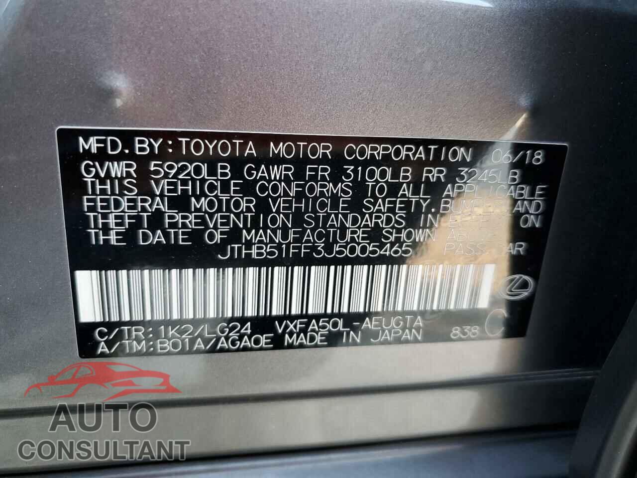 LEXUS LS500 2018 - JTHB51FF3J5005465