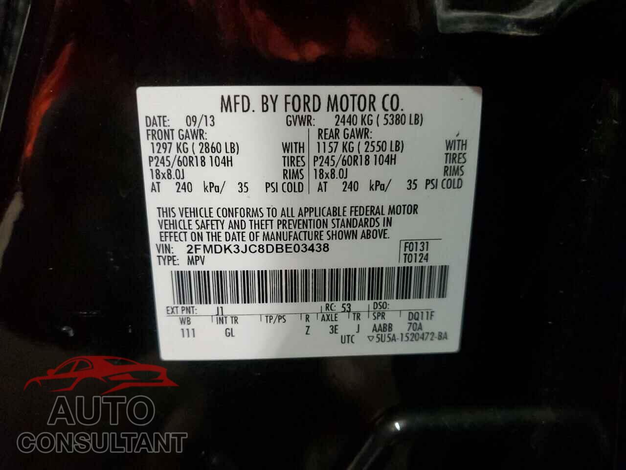 FORD EDGE 2013 - 2FMDK3JC8DBE03438