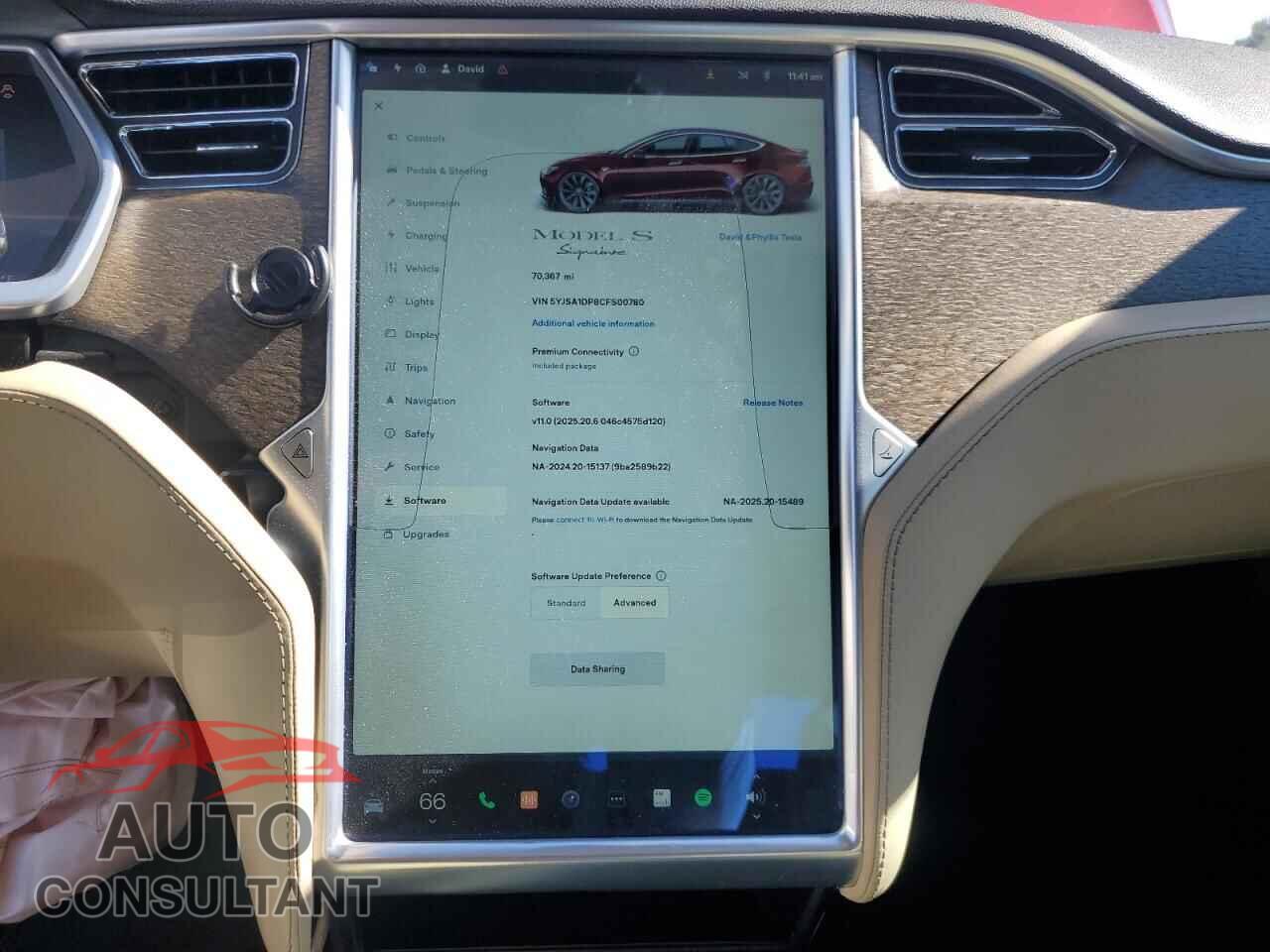 TESLA MODEL S 2012 - 5YJSA1DP8CFS00780