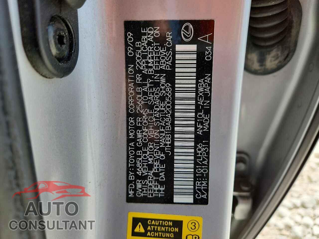 LEXUS HS 2010 - JTHBB1BA8A2005689