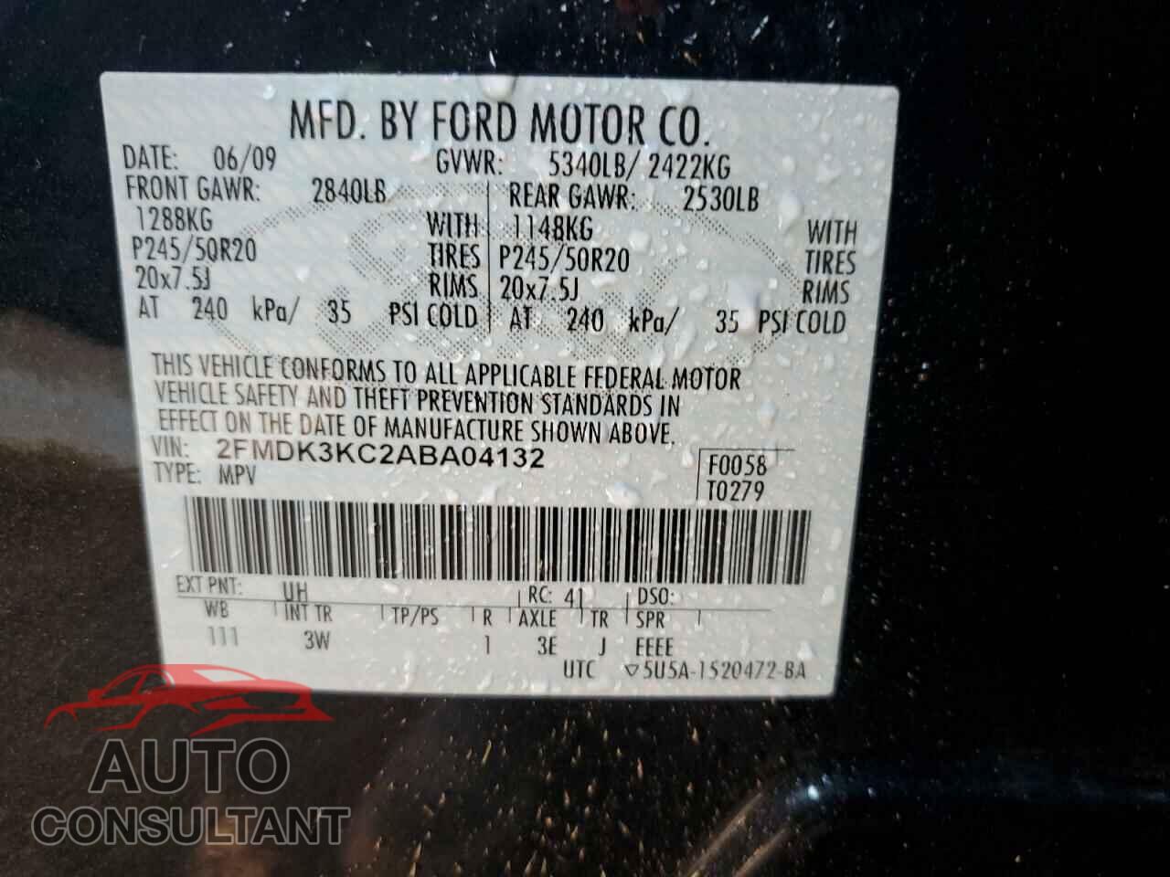FORD EDGE 2010 - 2FMDK3KC2ABA04132