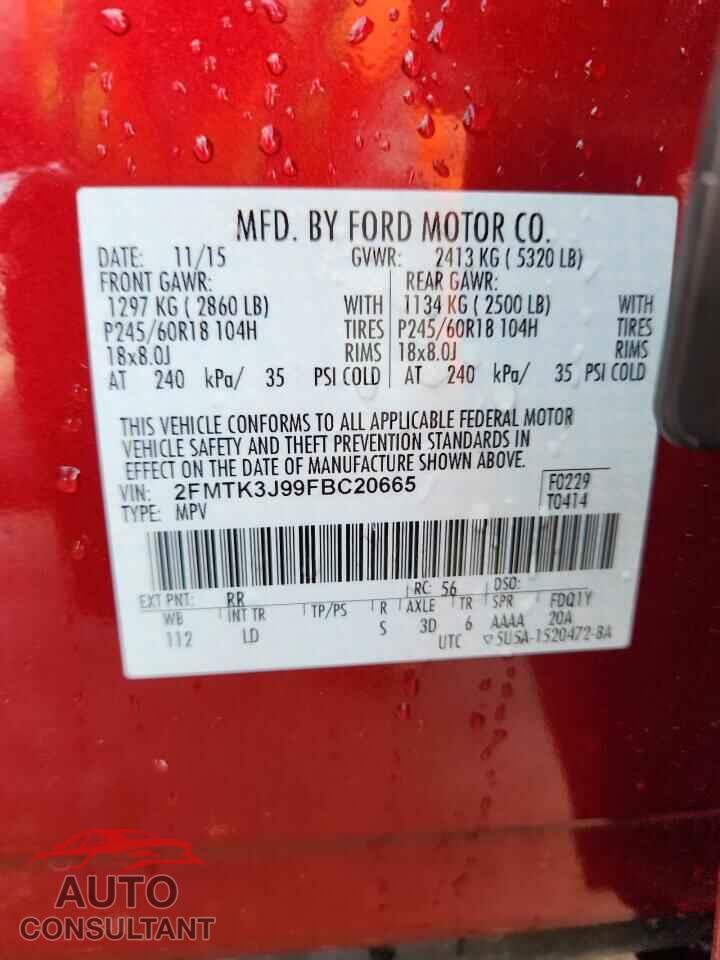 FORD EDGE 2015 - 2FMTK3J99FBC20665