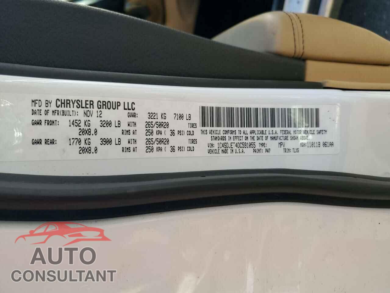 DODGE DURANGO 2013 - 1C4SDJET4DC591055
