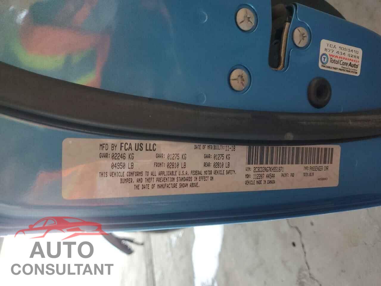DODGE CHALLENGER 2019 - 2C3CDZAG7KH551871