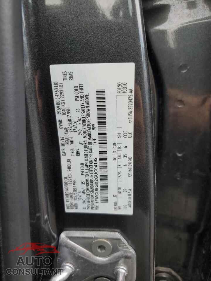 FORD ESCAPE 2016 - 1FMCU9GX2GUC04192
