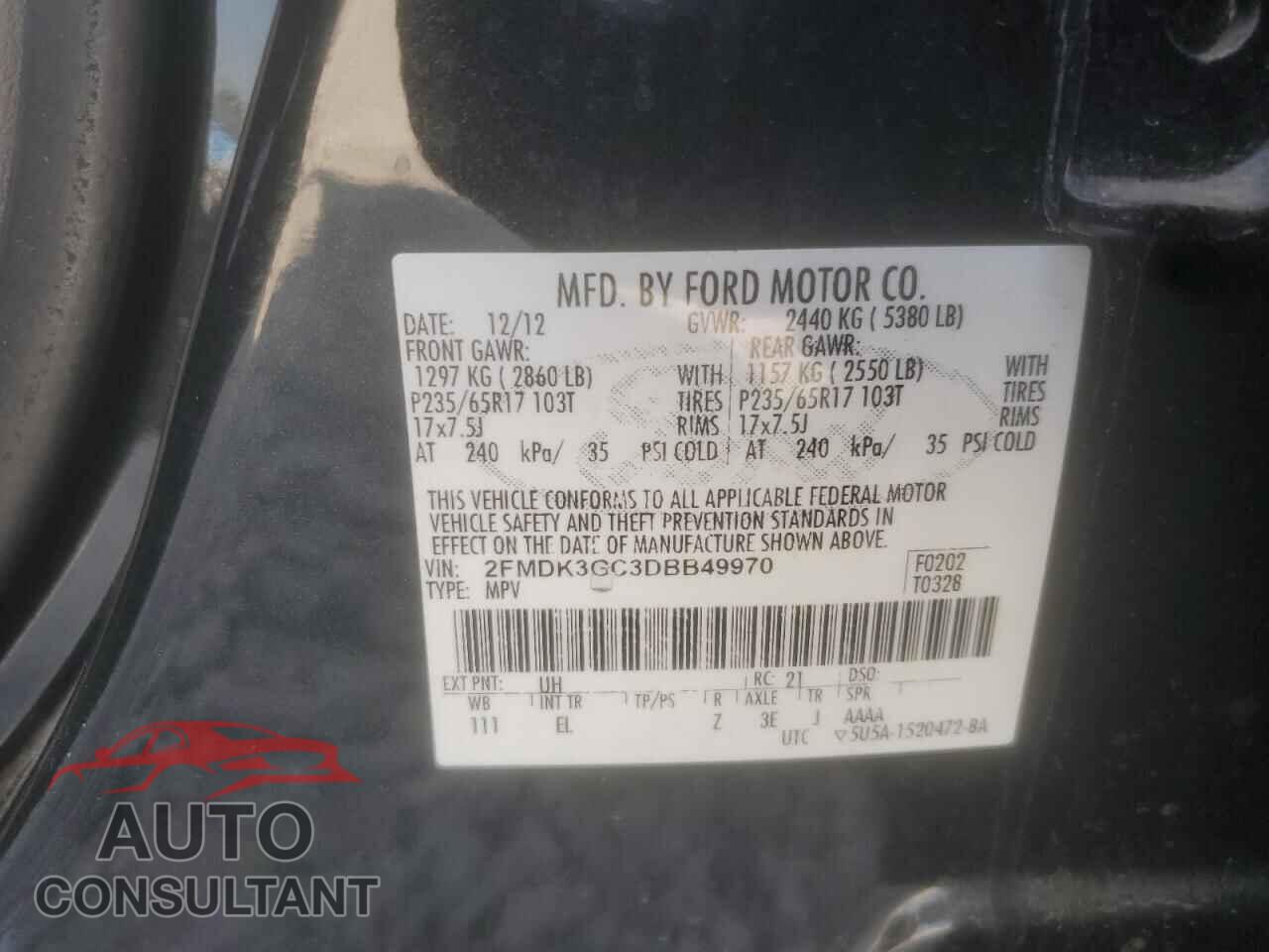 FORD EDGE 2013 - 2FMDK3GC3DBB49970