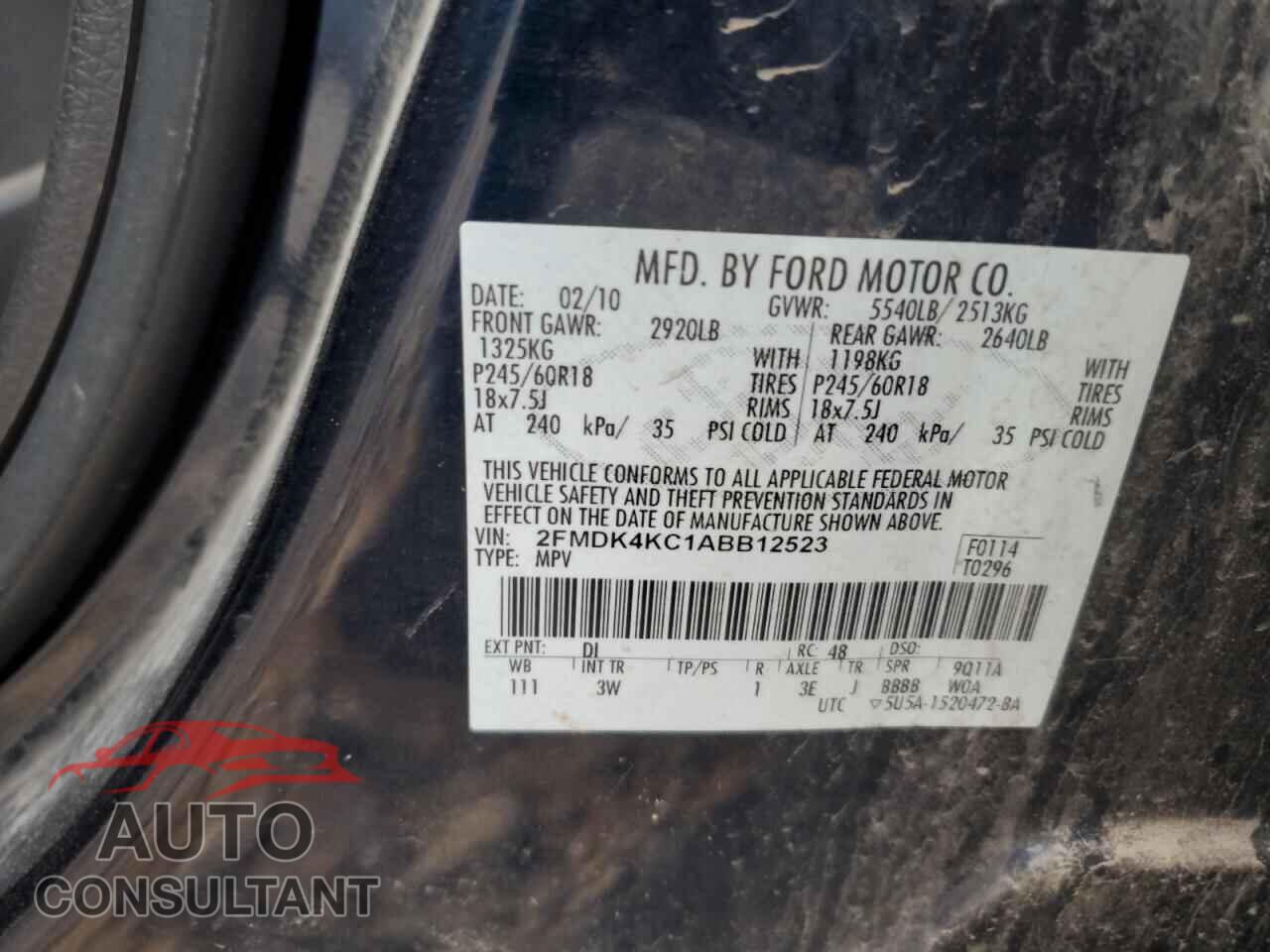 FORD EDGE 2010 - 2FMDK4KC1ABB12523