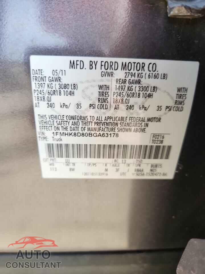 FORD EXPLORER 2011 - 1FMHK8D80BGA63178