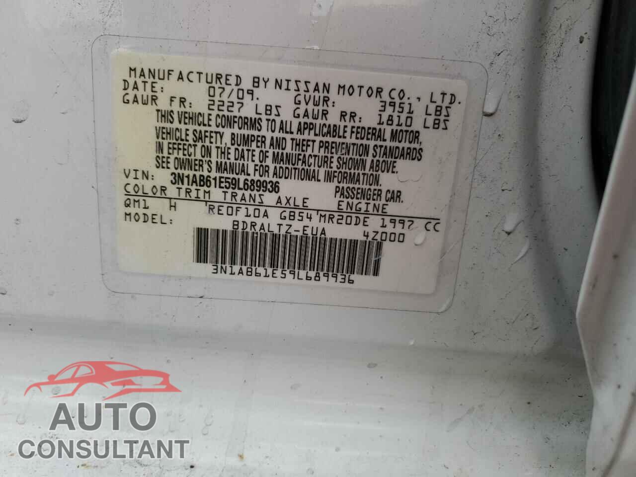 NISSAN SENTRA 2009 - 3N1AB61E59L689936