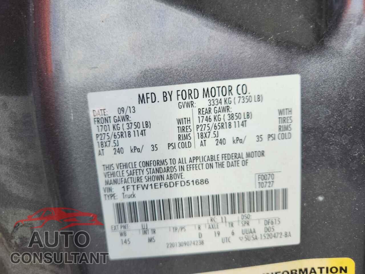 FORD F-150 2013 - 1FTFW1EF6DFD51686