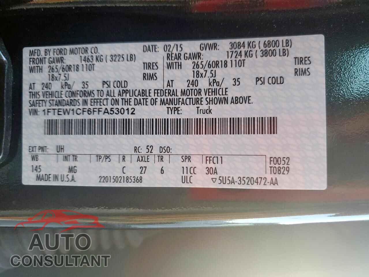 FORD F-150 2015 - 1FTEW1CF6FFA53012