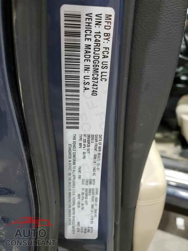 DODGE DURANGO 2021 - 1C4RDJDG6MC874740