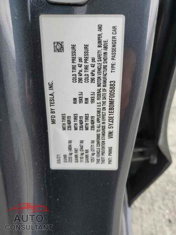 TESLA MODEL 3 2021 - 5YJ3E1EB0MF005883