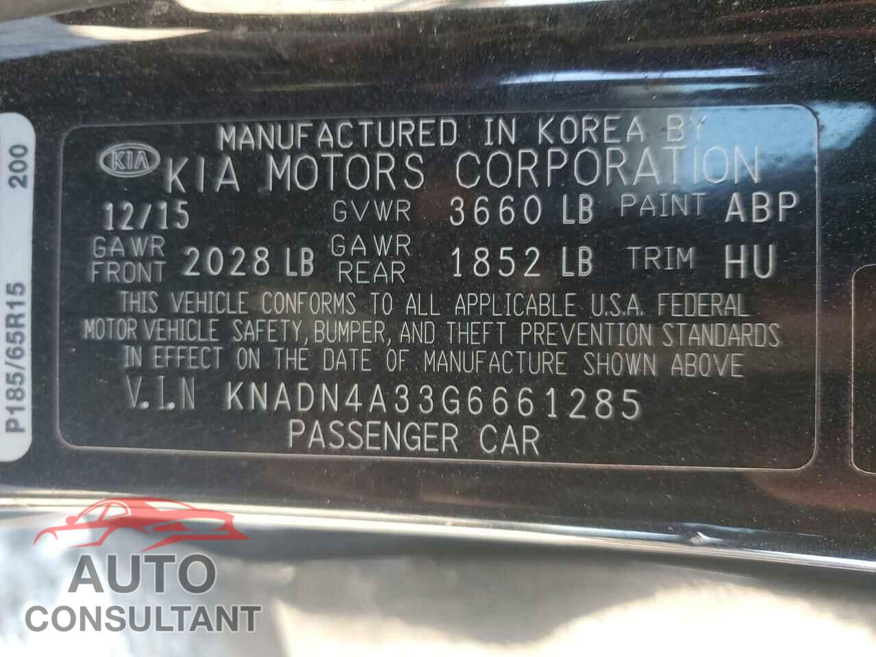 KIA RIO 2016 - KNADN4A33G6661285