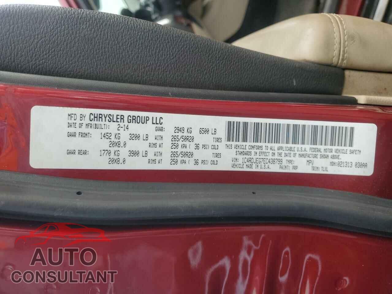 DODGE DURANGO 2014 - 1C4RDJEG7EC438799