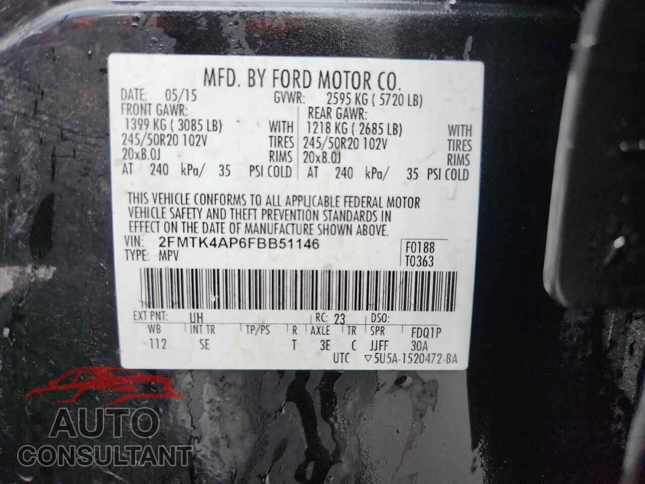 FORD EDGE 2015 - 2FMTK4AP6FBB51146