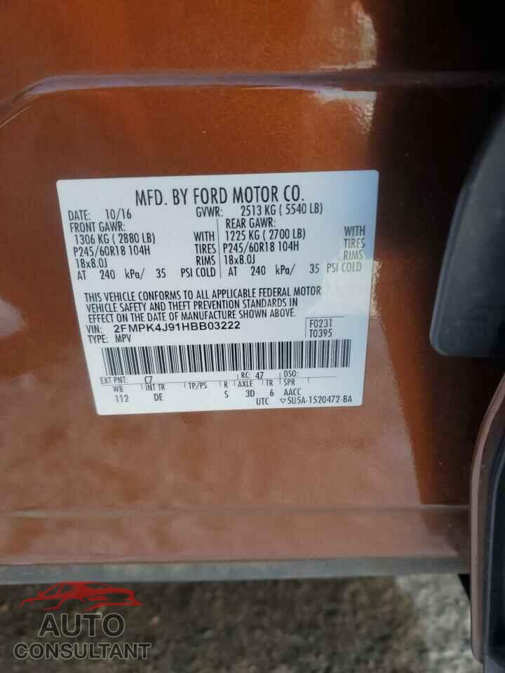 FORD EDGE 2017 - 2FMPK4J91HBB03222