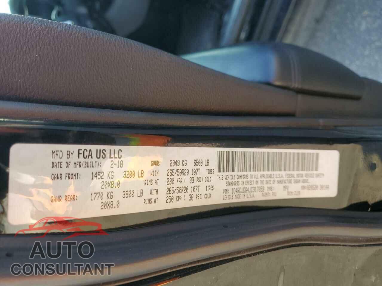 DODGE DURANGO 2018 - 1C4RDJDG4JC317059