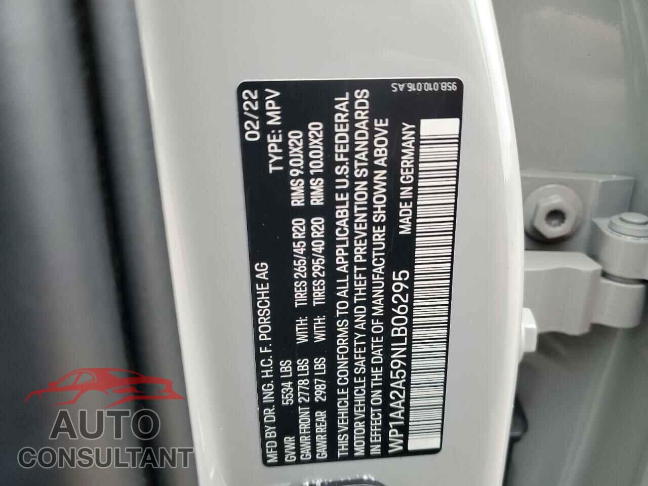 PORSCHE MACAN 2022 - WP1AA2A59NLB06295