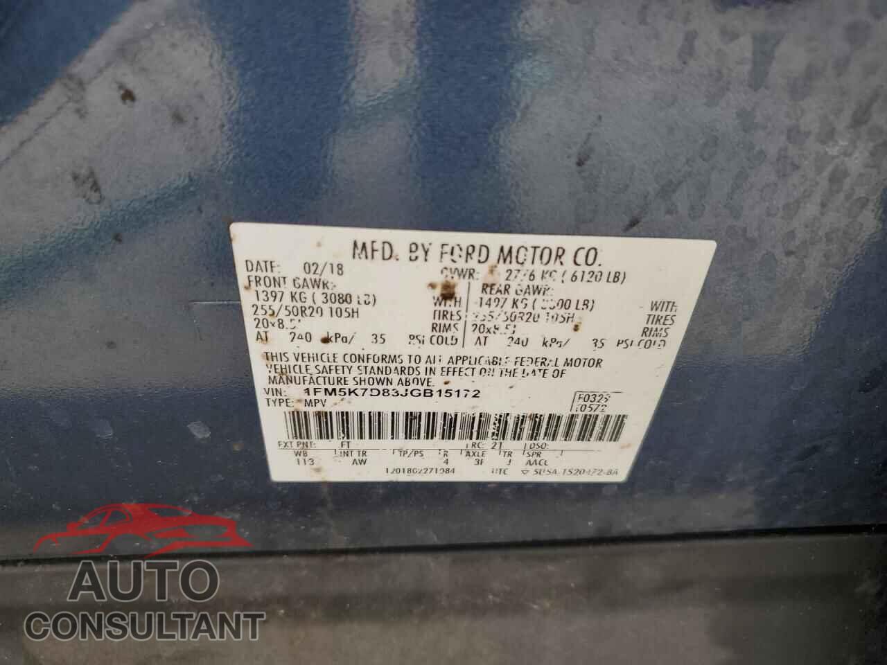 FORD EXPLORER 2018 - 1FM5K7D83JGB15172