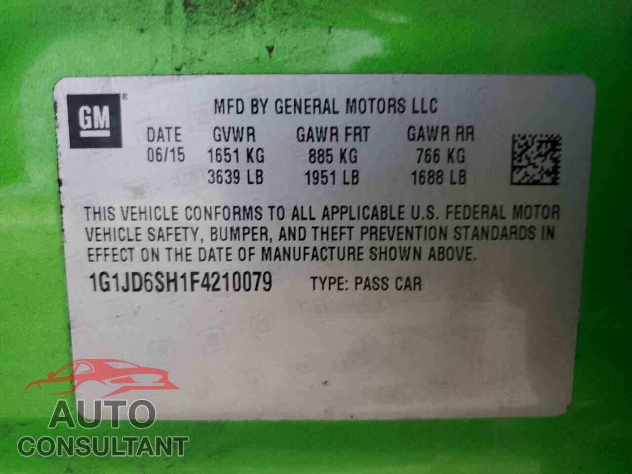 CHEVROLET SONIC 2015 - 1G1JD6SH1F4210079