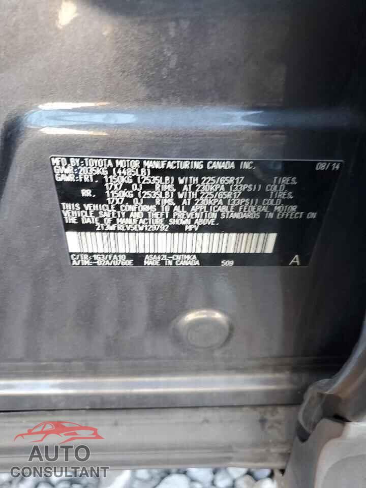 TOYOTA RAV4 2014 - 2T3WFREV5EW129792