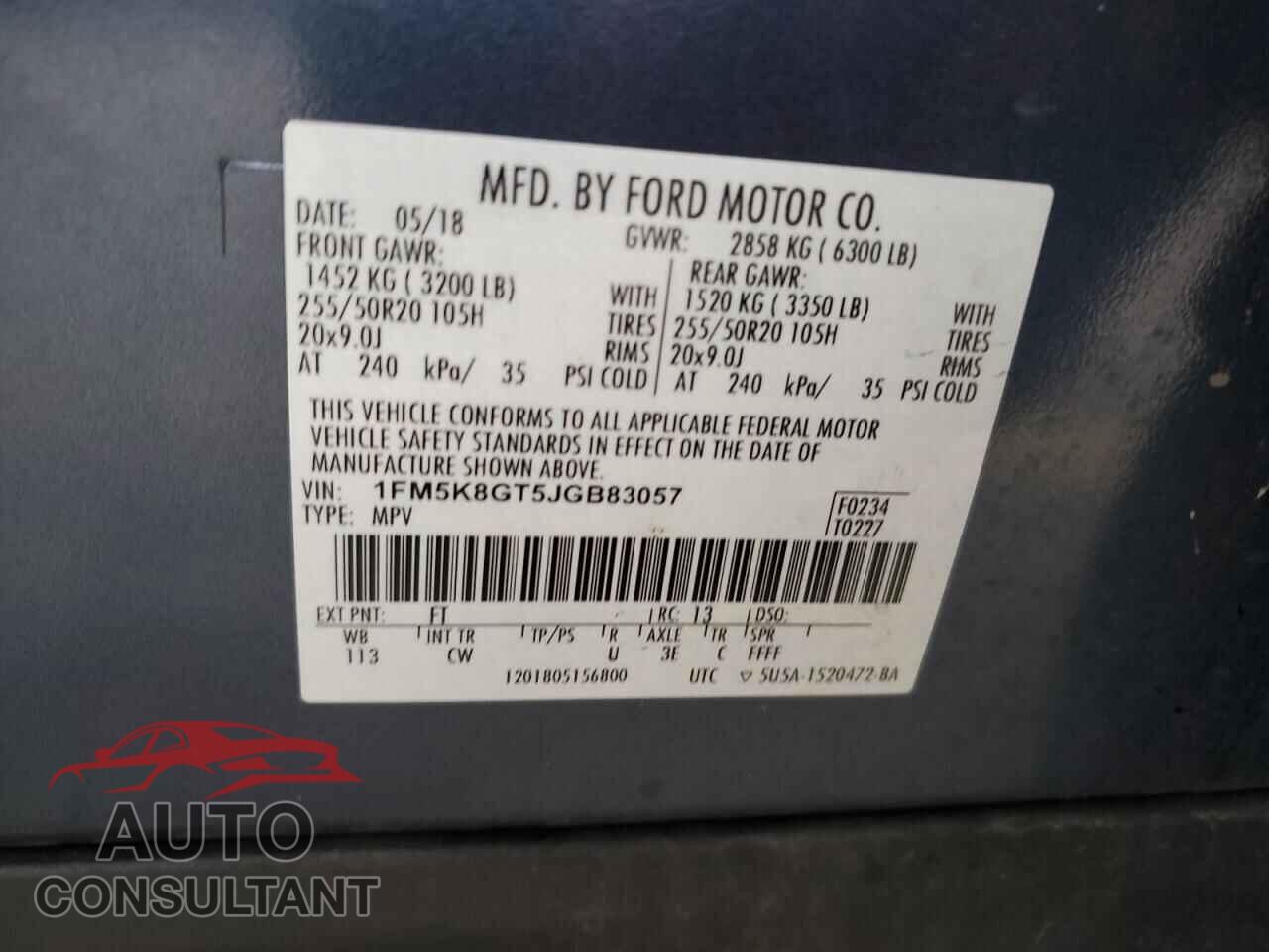 FORD EXPLORER 2018 - 1FM5K8GT5JGB83057