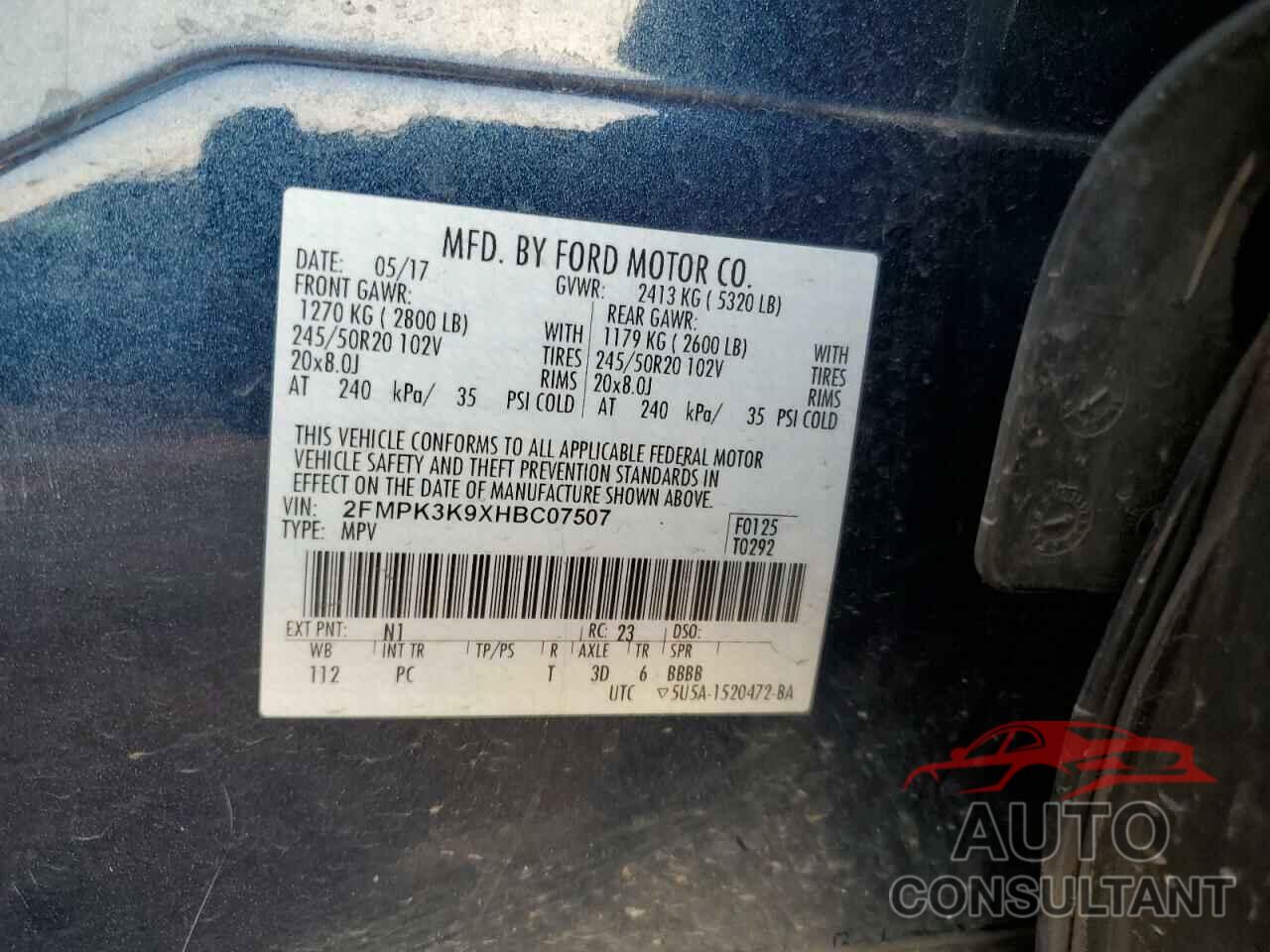 FORD EDGE 2017 - 2FMPK3K9XHBC07507